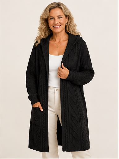 Jelone - Extended Length Hooded Cardigan