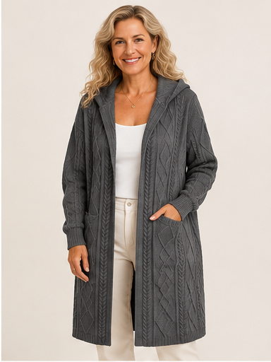 Jelone - Extended Length Hooded Cardigan