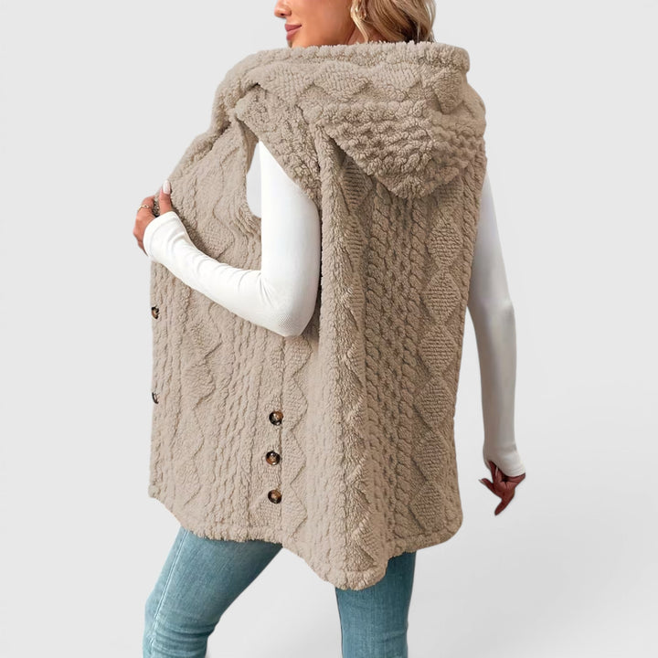 Blossom | Women's Warm Vest Button Front Hooded Outerwear