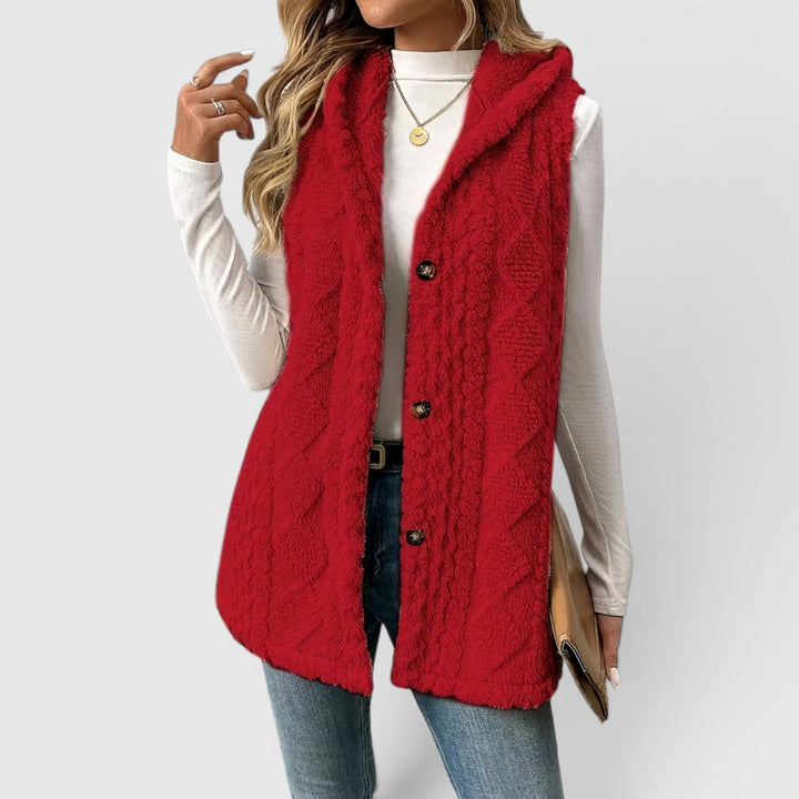 Blossom | Women's Warm Vest Button Front Hooded Outerwear