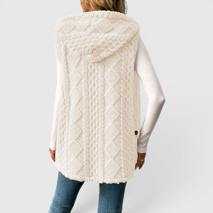 Blossom | Women's Warm Vest Button Front Hooded Outerwear