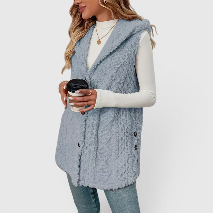 Blossom | Women's Warm Vest Button Front Hooded Outerwear