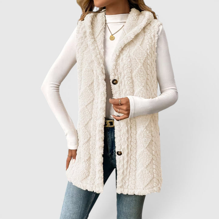 Blossom | Women's Warm Vest Button Front Hooded Outerwear