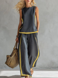 Ursula - Elegant and Casual Set of Vest and Pants with Bicolor Finishes