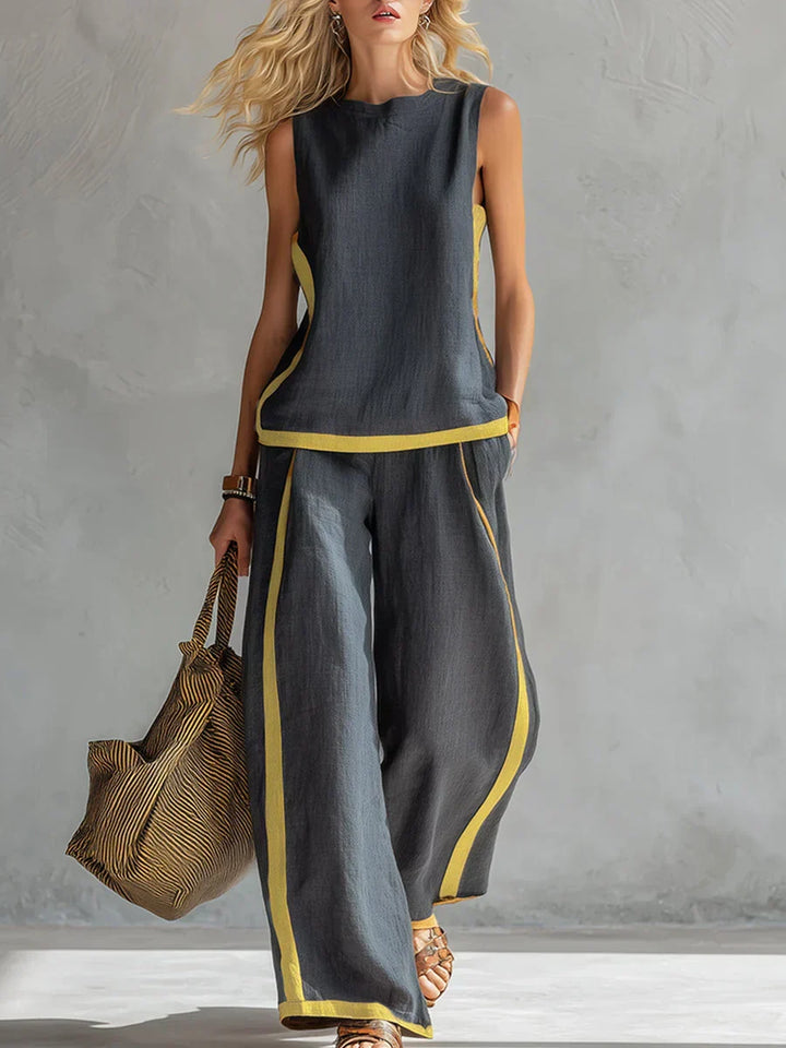 Ursula - Elegant and Casual Set of Vest and Pants with Bicolor Finishes