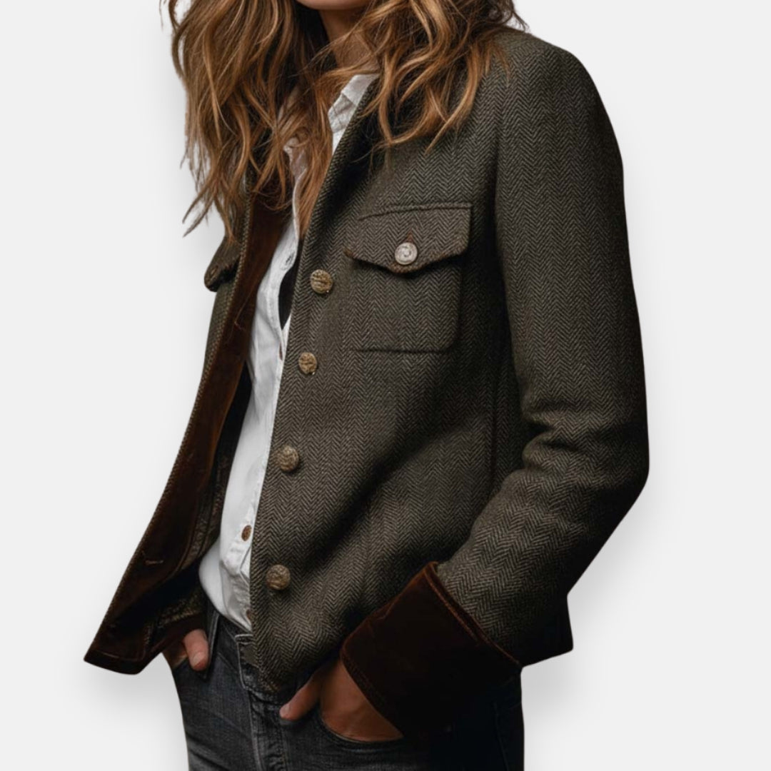 THEODORA | HERRINGBONE TWEED JACKET