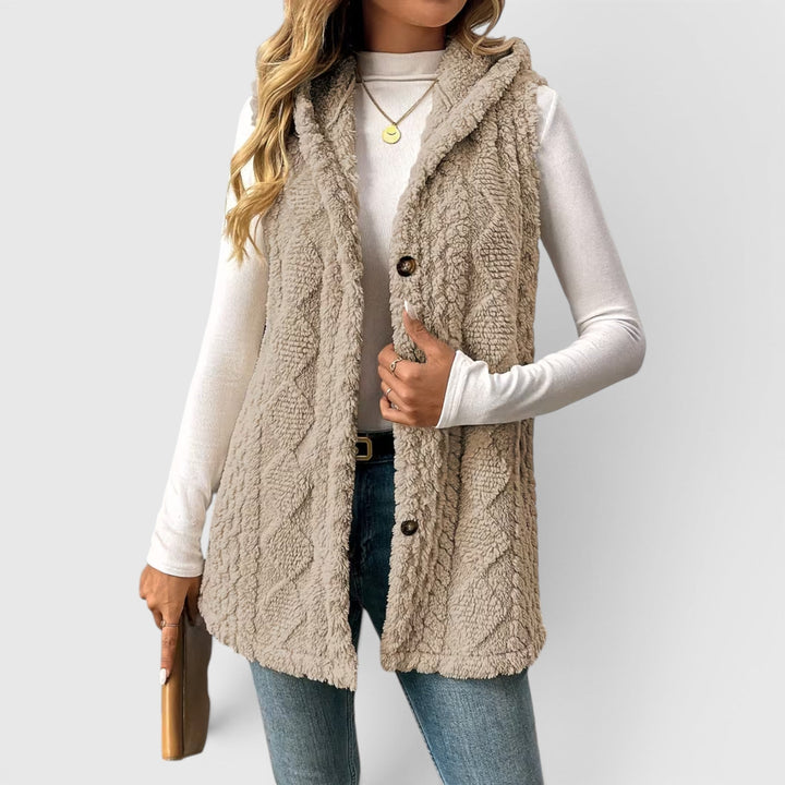 Blossom | Women's Warm Vest Button Front Hooded Outerwear