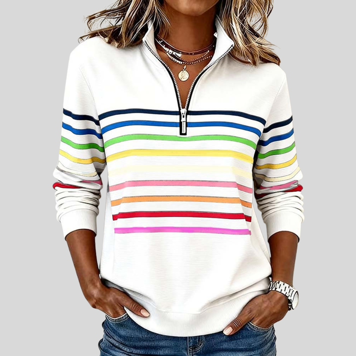 Prismette™ | Vibrant Striped Quarter-Zip Hoodie