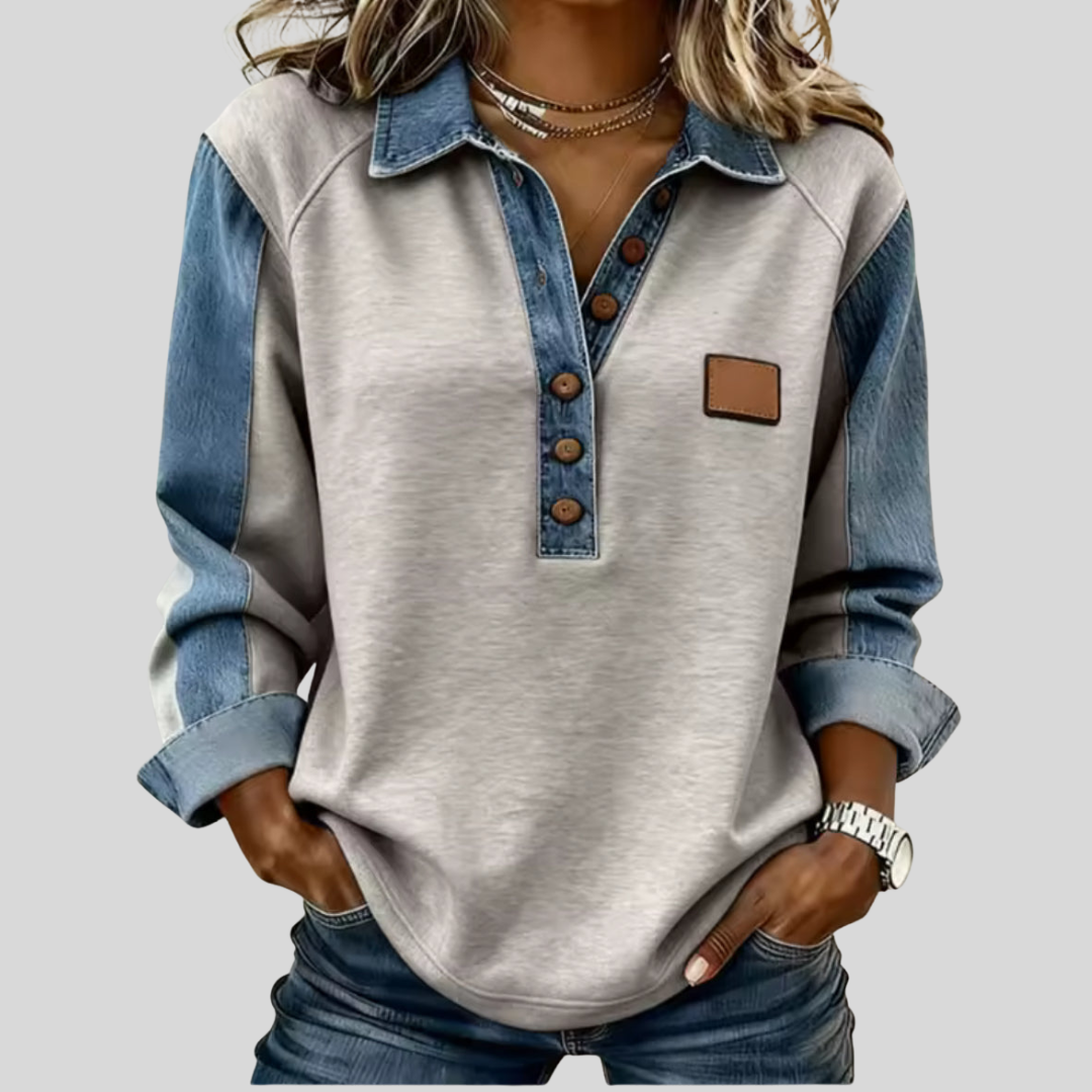Voxanne™ | Denim-Collared Pullover