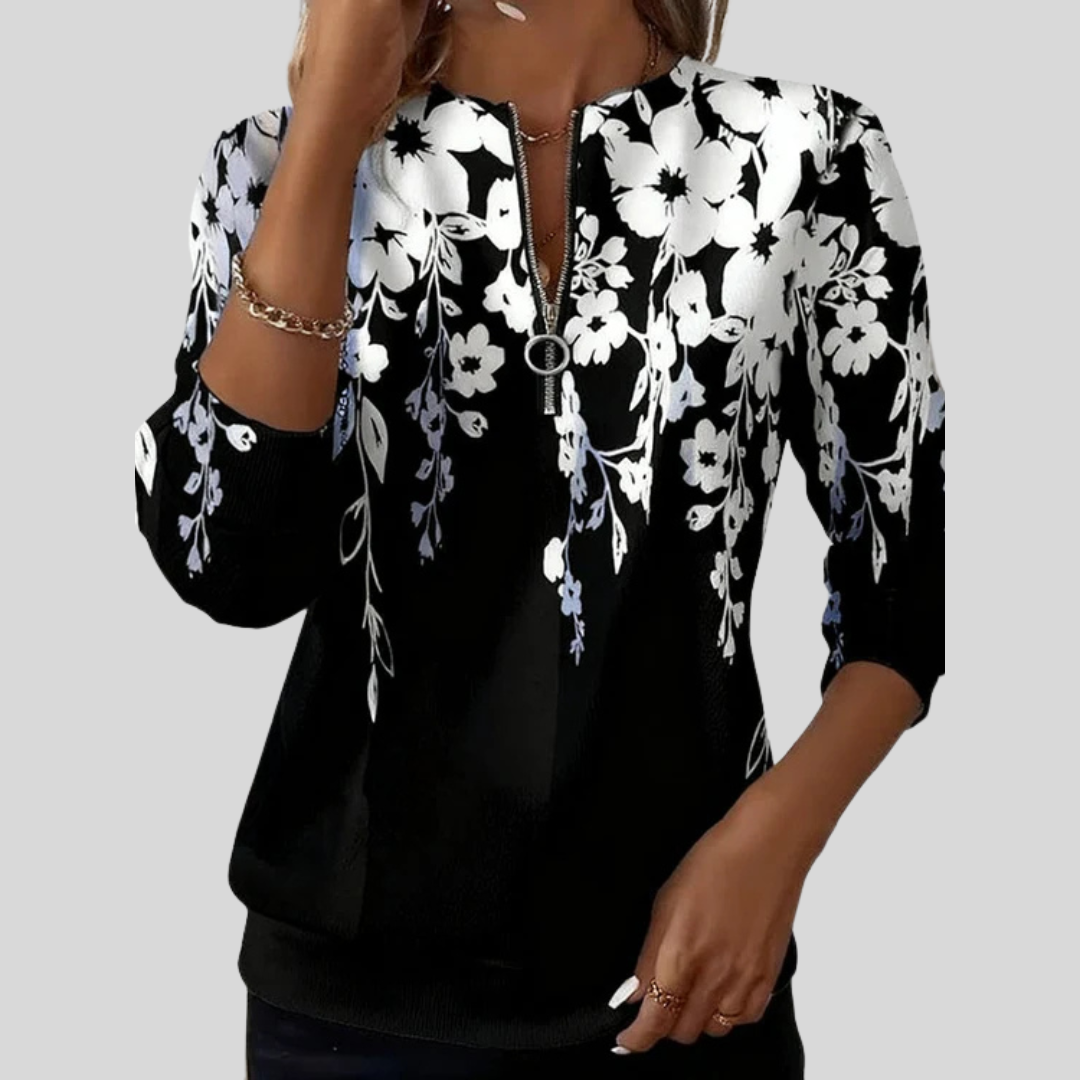 Crimson™ Floral Print Zip-Up Sweatshirt