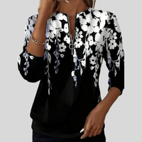 Crimson™ Floral Print Zip-Up Sweatshirt