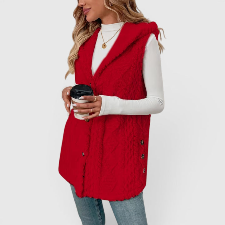 Blossom | Women's Warm Vest Button Front Hooded Outerwear