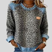 Hollyn™ Leopard Print Sweater Featuring Denim Collar