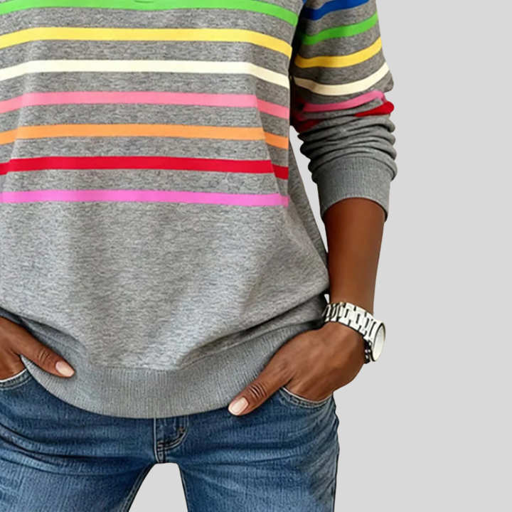 Prismette™ | Vibrant Striped Quarter-Zip Hoodie