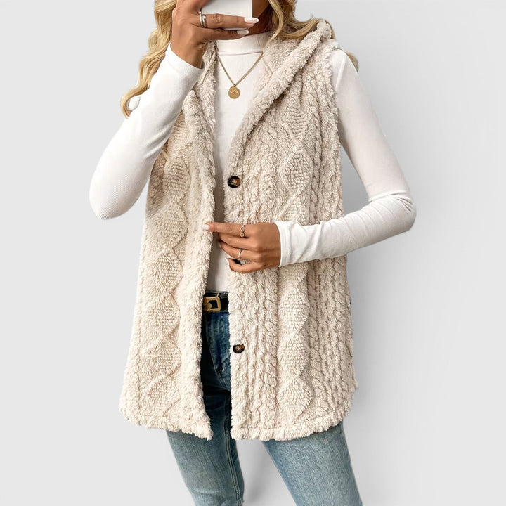 Blossom | Women's Warm Vest Button Front Hooded Outerwear