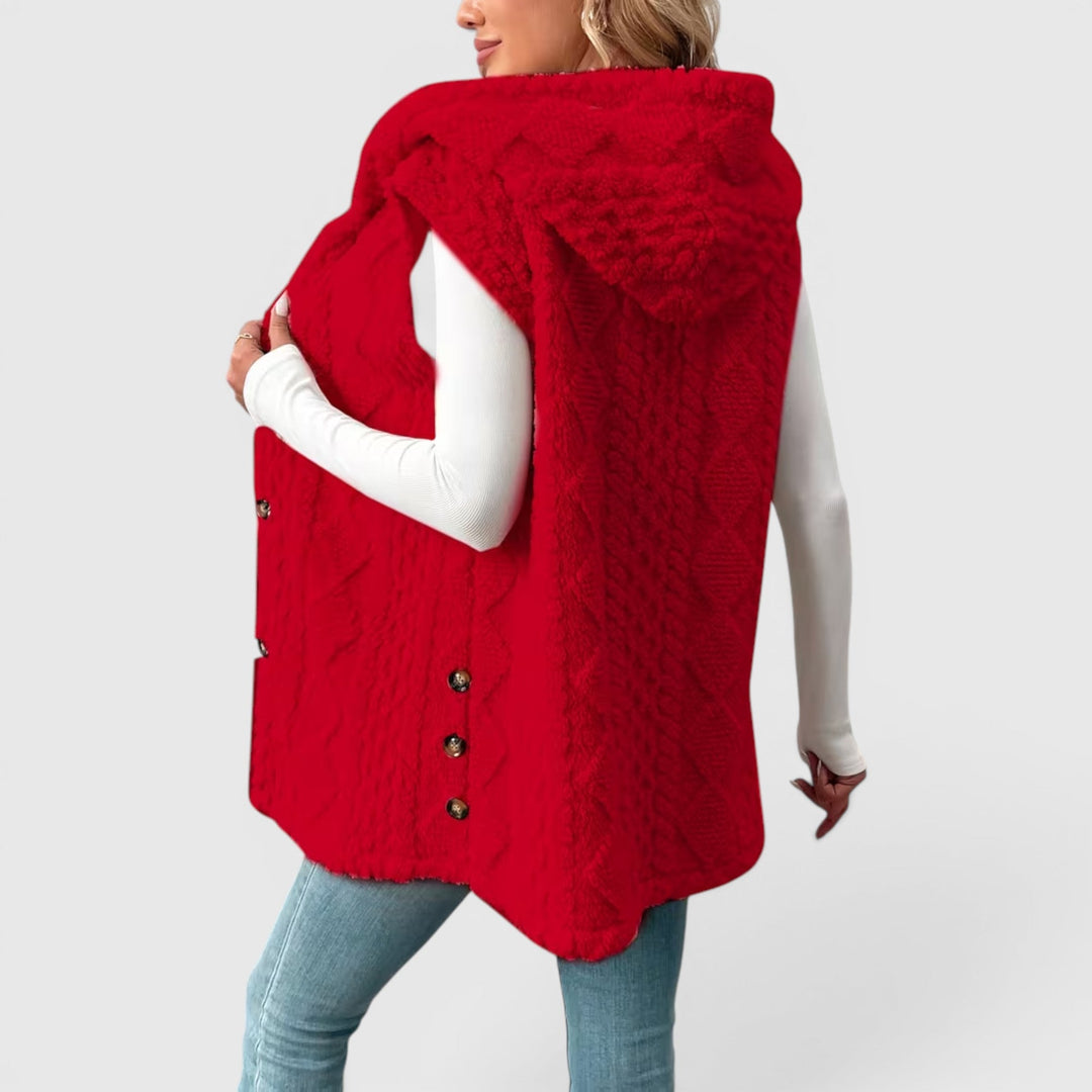 Blossom | Women's Warm Vest Button Front Hooded Outerwear