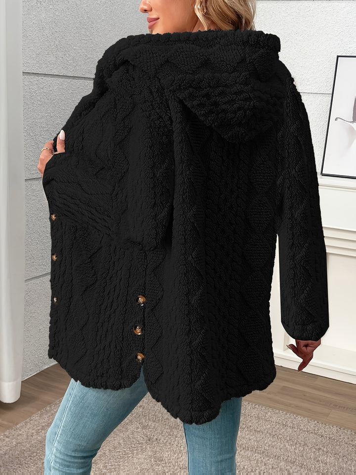 Women's Textured Button-Front Coat Relaxed Fit