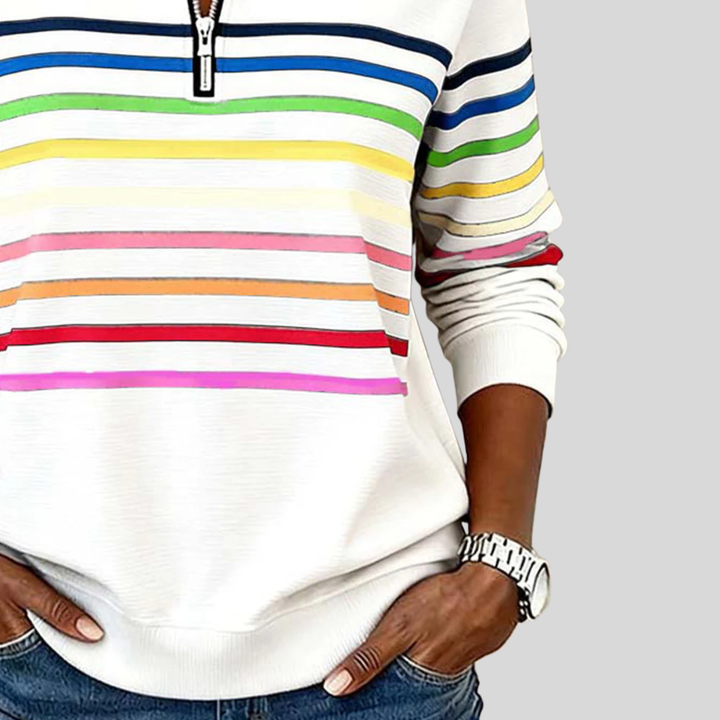 Prismette™ | Vibrant Striped Quarter-Zip Hoodie