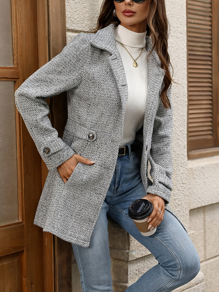 Adriana | Waist-Defining Herringbone Coat