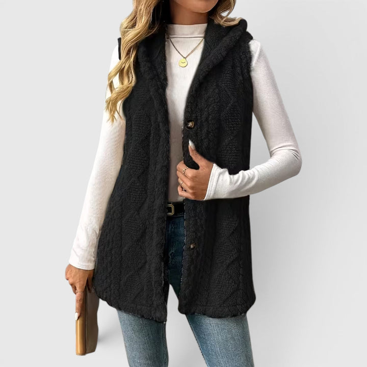 Blossom | Women's Warm Vest Button Front Hooded Outerwear