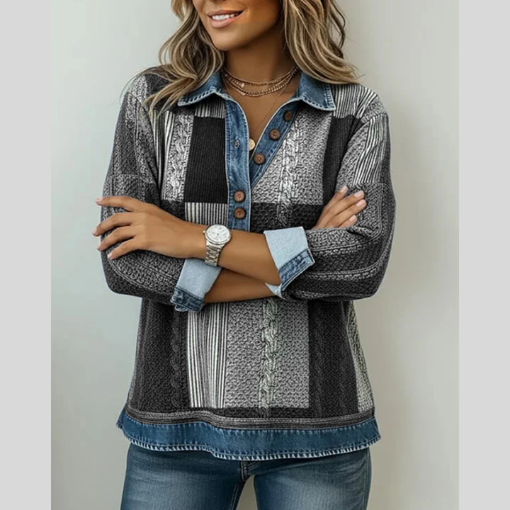 Meridell™ | Color Block Printed Sweatshirt