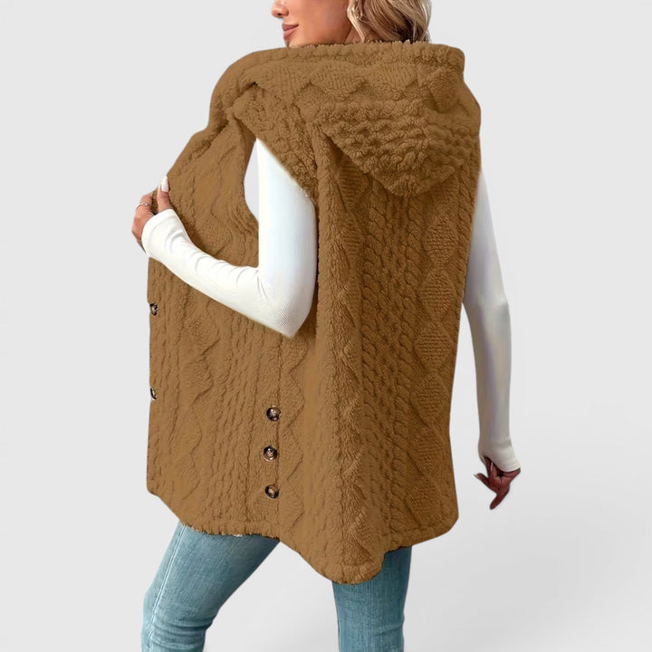 Blossom | Women's Warm Vest Button Front Hooded Outerwear