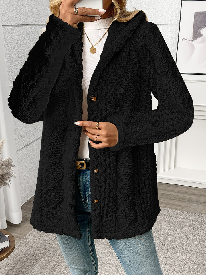 Women's Textured Button-Front Coat Relaxed Fit