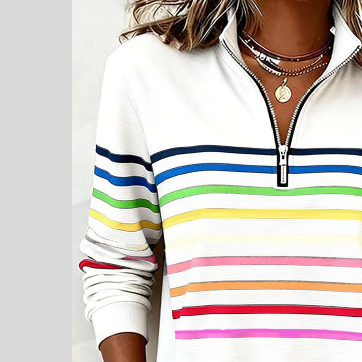 Prismette™ | Vibrant Striped Quarter-Zip Hoodie