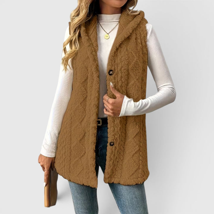 Blossom | Women's Warm Vest Button Front Hooded Outerwear