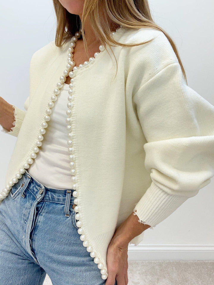 Millen™ - Cardigan with Pearls and Rips