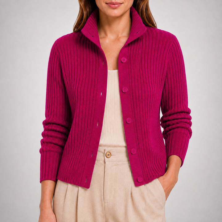 Elise High Collar Knit Cardigan