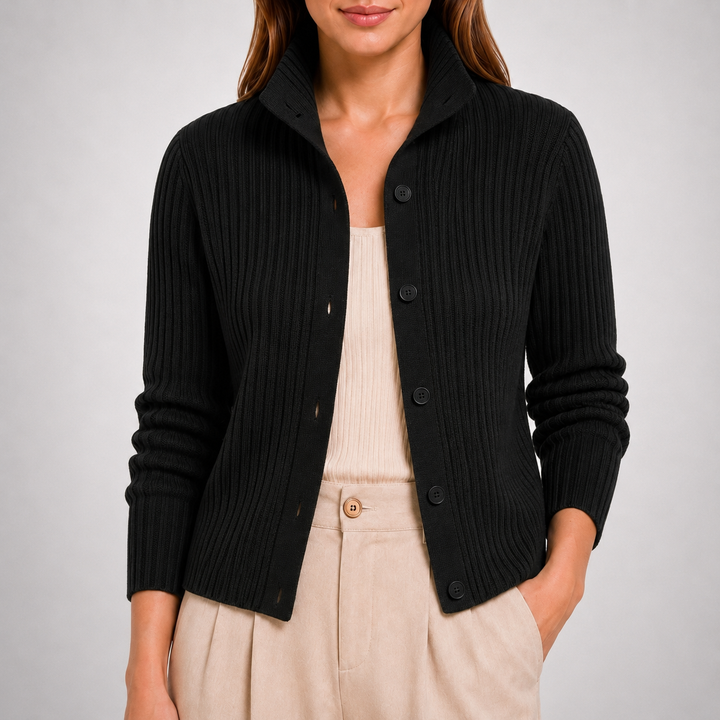 Elise High Collar Knit Cardigan