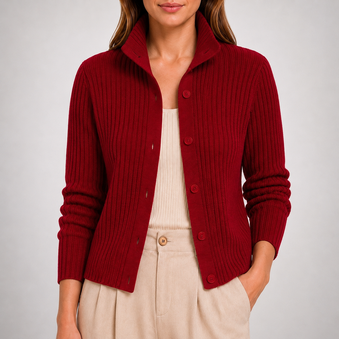 Elise High Collar Knit Cardigan