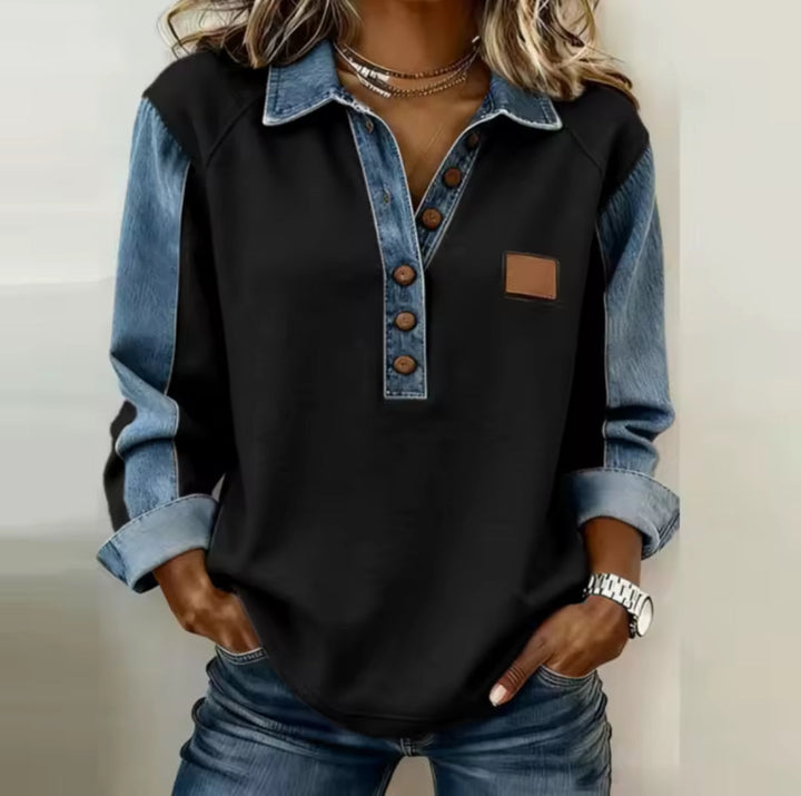 Voxanne™ | Denim-Collared Pullover