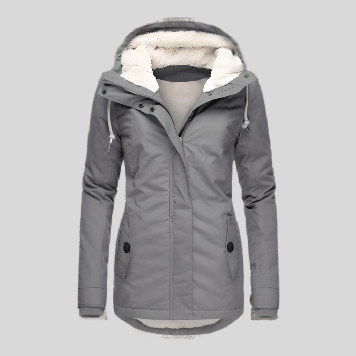 Ladies Long Waterproof Winter Coat – With Hood, Warm Lining, Casual for Cold Weather
