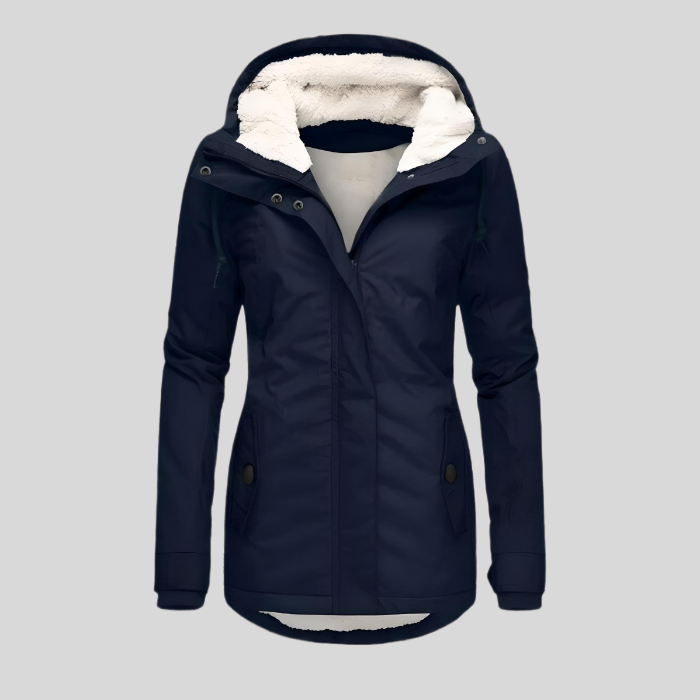Ladies Long Waterproof Winter Coat – With Hood, Warm Lining, Casual for Cold Weather