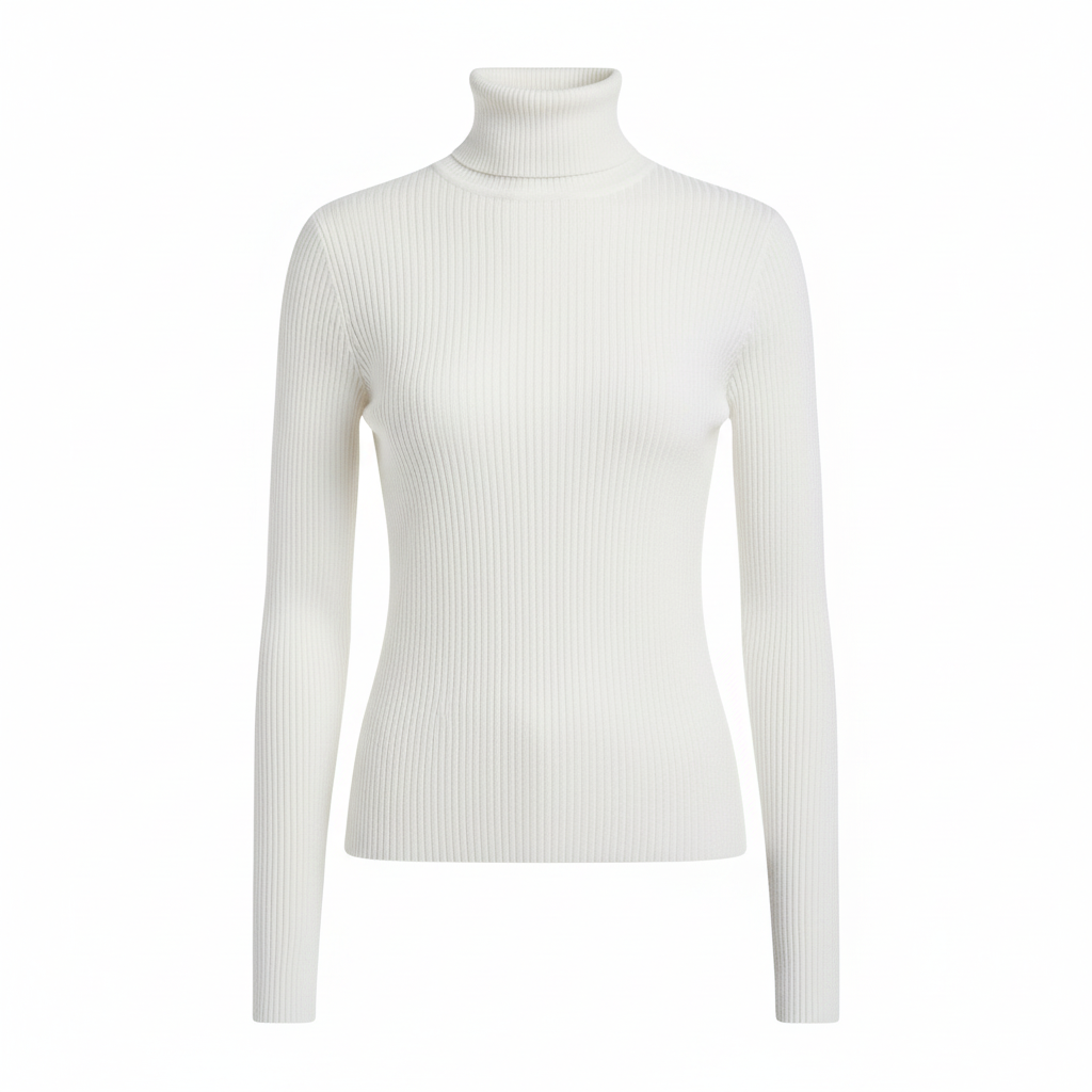Clara Beaumont | Ribbed Turtleneck Knit Top For Women