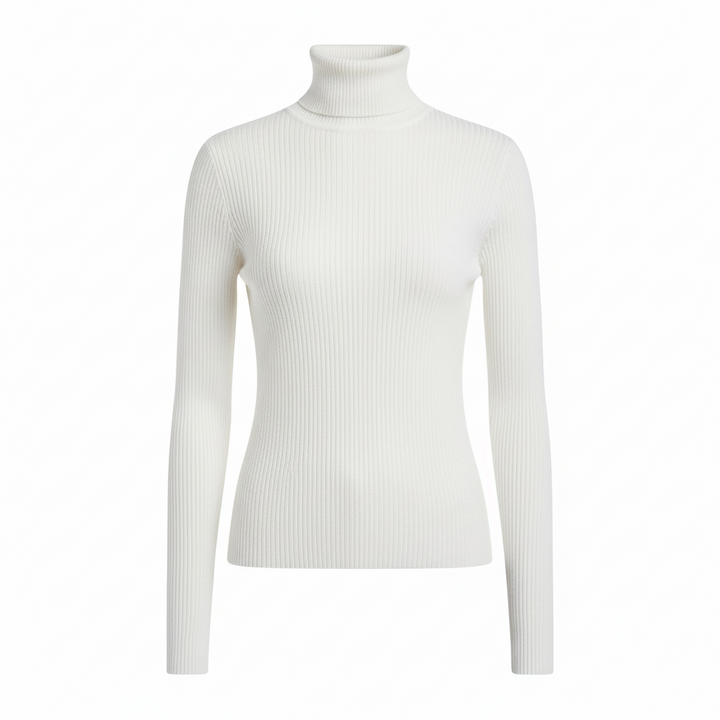 Clara Beaumont | Ribbed Turtleneck Knit Top For Women