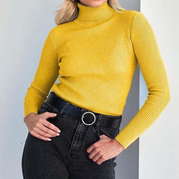 Clara Beaumont | Ribbed Turtleneck Knit Top For Women