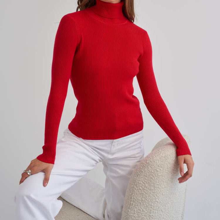 Clara Beaumont | Ribbed Turtleneck Knit Top For Women