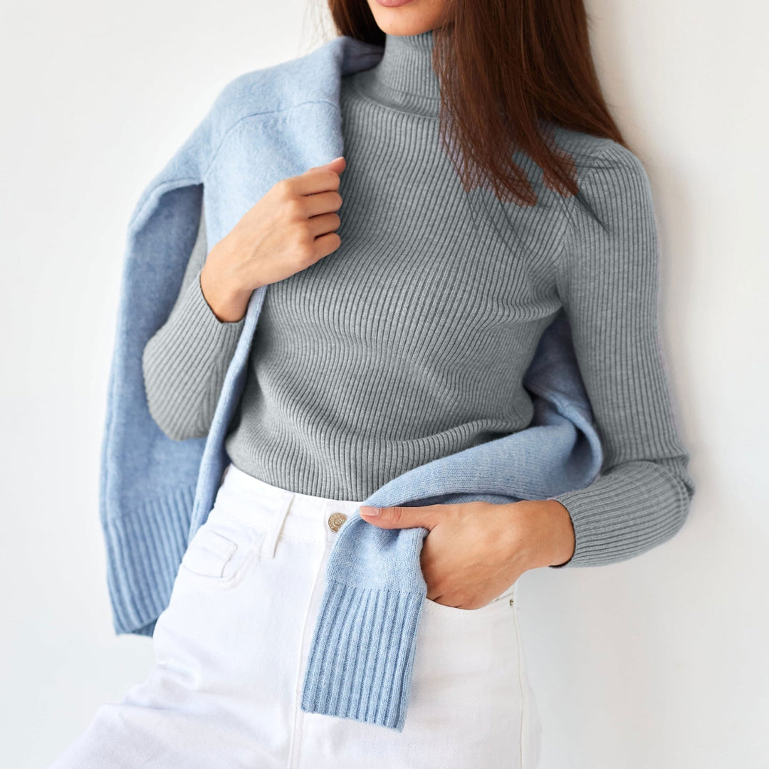 Clara Beaumont | Ribbed Turtleneck Knit Top For Women