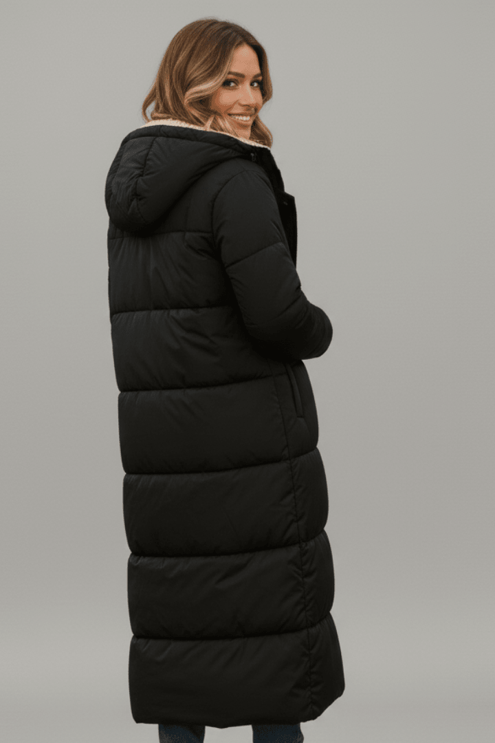 Amelia Laurent | Hooded Longline Puffer Coat For Women