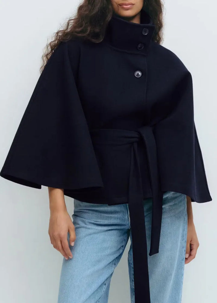 Daisy | Women’s Spring Belted High-Neck Cape Coat