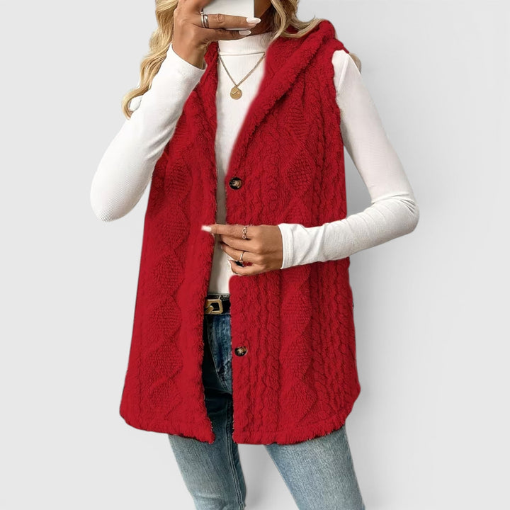 Blossom | Women's Warm Vest Button Front Hooded Outerwear