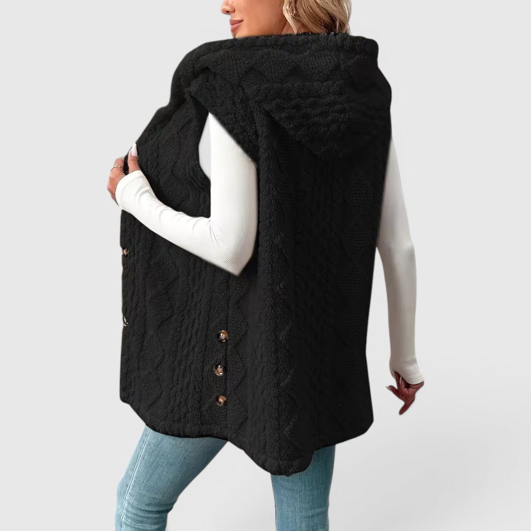 Blossom | Women's Warm Vest Button Front Hooded Outerwear