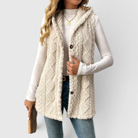 Blossom | Women's Warm Vest Button Front Hooded Outerwear
