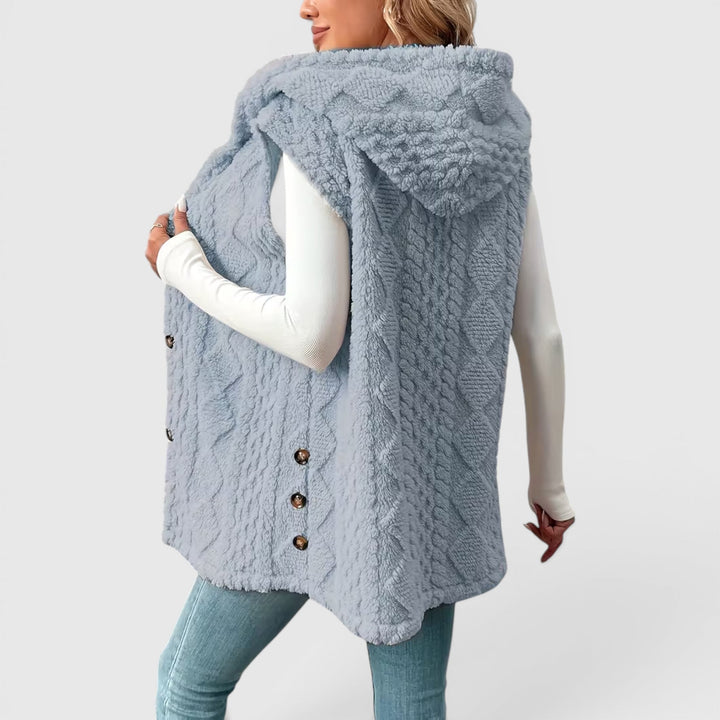 Blossom | Women's Warm Vest Button Front Hooded Outerwear