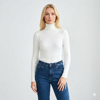 Clara Beaumont | Ribbed Turtleneck Knit Top For Women