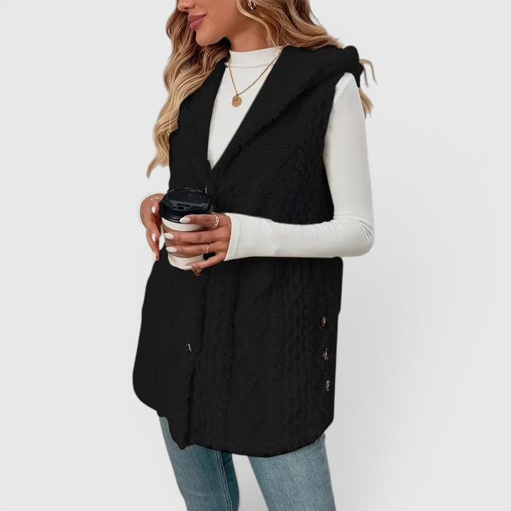 Blossom | Women's Warm Vest Button Front Hooded Outerwear