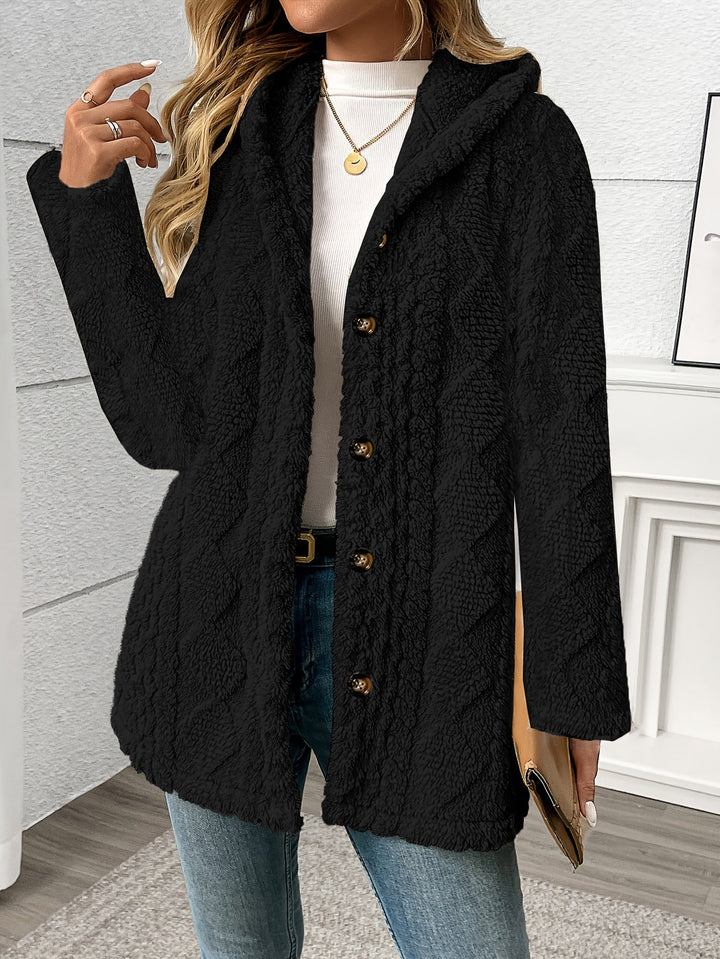 Women's Textured Button-Front Coat Relaxed Fit